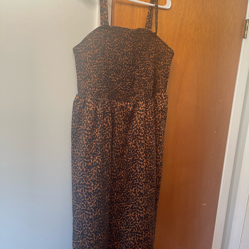 Women’s Ava & Viv Size 2X Sun Dress with sash, Brown and Black Leopard Print NWT